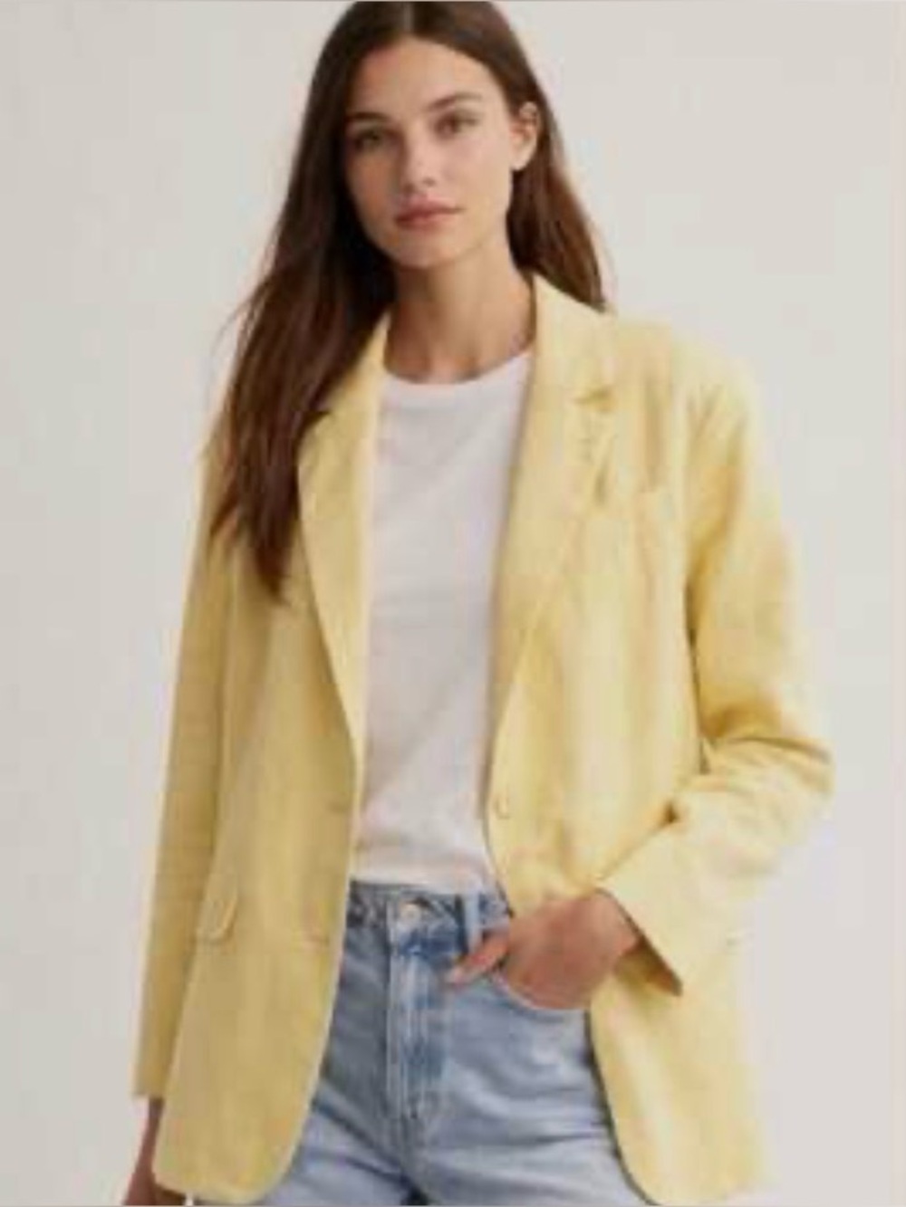 Madewell Pale Yellow 100% Linen-Blend Blazer